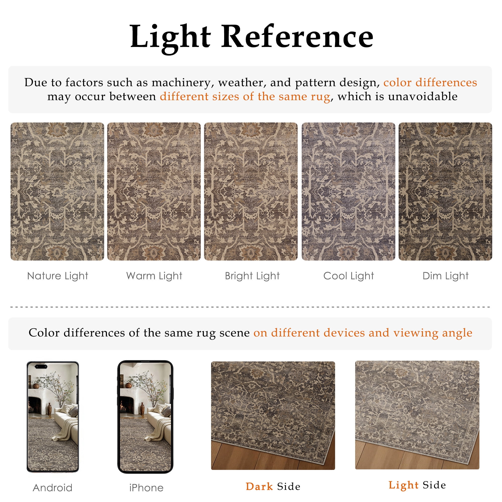 BERTHMEER 8'x10' Area Rugs for Living Room Bedroom Vintage Brown Carpets Kitchen Office Machine Washable Farmhouse Dining Room Oriental Rugs Non Slip Traditional Distressed Rugs