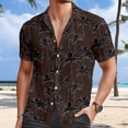 thumbnail image 2 of LIIPEE Men Shirts Casual Summer Lapel Button Down Graphic Printed Short Sleeve Beach Shirt Male Fashion Loose Fit Sports Tops Comfortable Breathable Soft Daily Shirts,Brown,L, 2 of 4