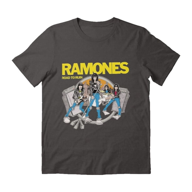 Ramones - Camiseta Road to Ruin para Adultos Unisex (Gris Carbón)