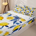 thumbnail image 3 of Erosebridal Watercolor Whole Lemon Zipper Twin Comforter Sets with Fitted Sheet and 2 Pillowcases,Hand Painted Leaf Zipper Bedding Set,Yellow Blue,Reversible, 3 of 6