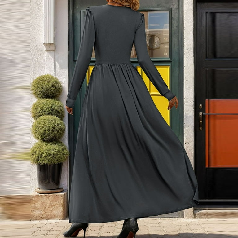 sachin and babi light blue dress Qolati Cocktail Dresses for Women Deep V Neck Long Sleeve Slit 2024 Fall Maxi Dress Elegant Formal Wedding Guest Evening Date Prom Long Dress Dark