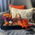 thumbnail image 2 of Fall Home Decorative Oblong Pillow Cover Purple, 12"x16" (30x40 cm) Woven Jacquard Pumpkins, Lace Cushion Covers, Floral Contemporary Style - Cozy Pumpkins, 2 of 10