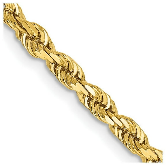 14k Yellow Gold Solid 3.50mm D Cut Quadruple Rope Chain Necklace 24 Inch Lobster Claw - Chain Necklace for Women and Men