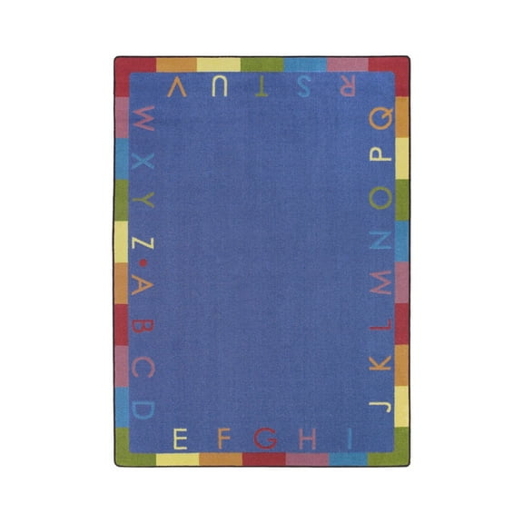 Joy Carpets 1543D-02 Rainbow Alphabet Soft 7 ft.8 in. x 10 ft.9 in. WearOn Nylon Machine Tufted- Cut Pile Educational Rug