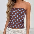 thumbnail image 5 of Yrmaups Strapless Polka Dot Tank Top for Women, Casual Boho Slim Crop Top, Stretchy Basic Tee for Party Vacation Beach Daily Wear, Blue S, 5 of 7