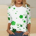 thumbnail image 2 of Ltctricy Womens St. Patrick's Day Shirt Fashion 3/4 Sleeve Going Out Tops Cute Casual Crewneck Loose Bloues, 2 of 5