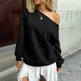 thumbnail image 4 of Women's Plus Size Oversized Off-Shoulder Long Sleeve Sweatshirt, No Hood Trendy Loose Fit Tops for Fall Winter Casual Wear, Daily Use, and Outdoor Activities Black L, 4 of 9