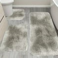 thumbnail image 5 of 3-Piece Mixed Color Bathroom Rug Set - Soft Plush Velvet Fleece Non-Slip Bath Mats for Toilet & Shower - Water Absorbent Washable Dark Blue Gray Red Pink Brown, 5 of 7