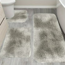 AZXY Bathroom Rug Sets Clearance,Bath Mat Set 3 Piece,Washable Bathroom Mats,Gray Non Slip Bath Rug Sets Under $25