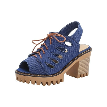 

Boots Clearance VEKDONE Fashionable Denim And Artificial Leather Microfiber High Heel Women s Shoes Size 35-43
