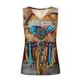 thumbnail image 5 of Raeneomay Off Shoulder Tops for Women Retro Ethnic Style Feather Printed Sleeveless Tank Tops, 5 of 5