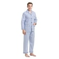 thumbnail image 3 of GLOBAL Men 100% Cotton Pajama Set For Men Lightweight Soft Nightwear Long Sleeves PJS With Pockets, 3 of 5