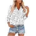 thumbnail image 2 of CYMMPU V-Neck Floral Printed 3/4 Length Sleeve Fashion Tunic Tops Business Work Blouses Summer Fall Basic Tees Vintage Shirts 2025 Clothes for Women White XL, 2 of 8