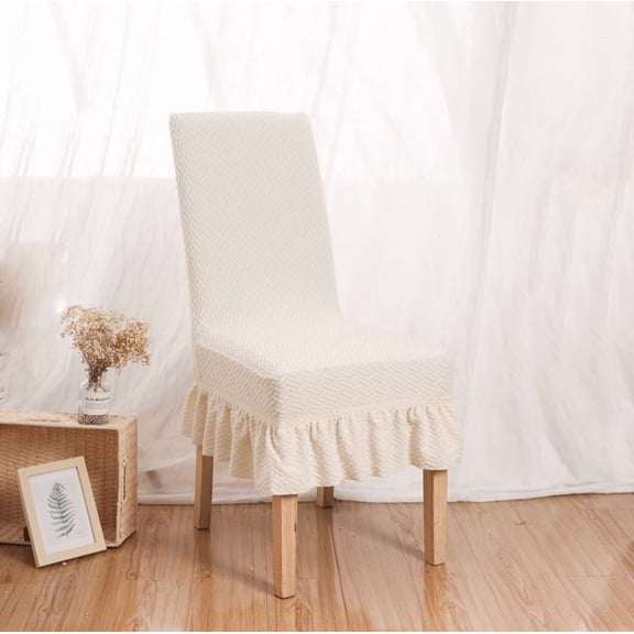 suxuMhao Slipcovers, Stretch Chair Covers for Dining Chairs - Beige, Universal Size Covers for Chairs, 2 Piece Kitchen Chair Covers for Furniture Protection & Decoration, Fits Kitchen Chairs