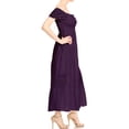 thumbnail image 4 of Womens Off Shoulder Boho Lace Semi Sheer Smocked Party Maxi Long Dress, 4 of 6