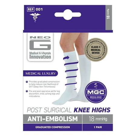 Neo G Post Surgical Knee High Anti-Embolism Stockings (18mmHg) - XLarge, White