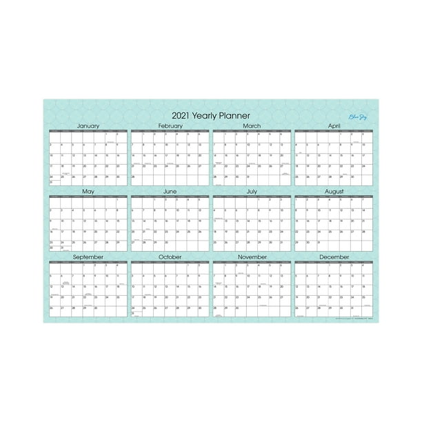 Blue Sky 2021 36" x 24" Laminated Calendar, Picadilly