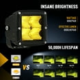 thumbnail image 2 of Biglion.x 3 inch LED Cube Lights Offroad Driving Work Fog Yellow Amber Spotlights Square Pods Lights 8000LM IP68 IP69K Universal, 2 of 7