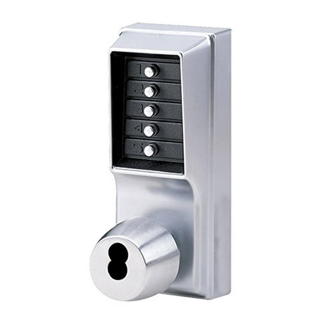 Kaba Simplex 1000 Series Combination Entry Cylindrical Mechanical Pushbutton Lock with Knob, Cylindrical 13mm Throw Latch, Flo
