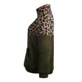 thumbnail image 6 of frariair Women's Leopard Print Quarter Zip Fleece Pullover Sweatshirt Long Sleeve Thermal Lined Jacket With Kangaroo Pocket For Winter Green S, 6 of 7