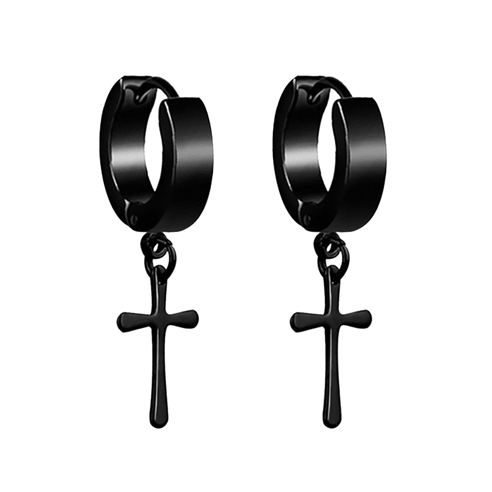 6 Paires De Clous D'oreilles Noirs 4-10mm - Acier Inoxydable, Style Punk Rock, Pour Hommes Et Femmes