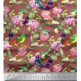 thumbnail image 1 of Soimoi Viscose Chiffon Fabric Leaves,Floral & Hummingbird Bird Print Fabric by the Yard 42 Inch Wide, 1 of 1