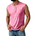 thumbnail image 2 of Casual Sleeveless T Shirts for Men Vintage Polo Tank Tops Summer Muscle Shirts No Sleeve Cut Off Henley Shirt Pink L, 2 of 5