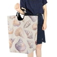 thumbnail image 4 of Yayeee Freestanding Laundry Hamper with Handle Collapsible Large Storage Basket for Clothes, Orange Watercolor Seashells, 4 of 7