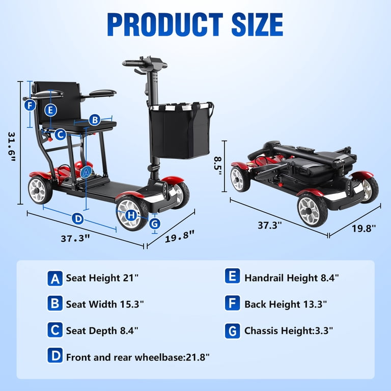GOKEEP Mobility Scooters for Adults,4 Wheel Folding Adult Mobility