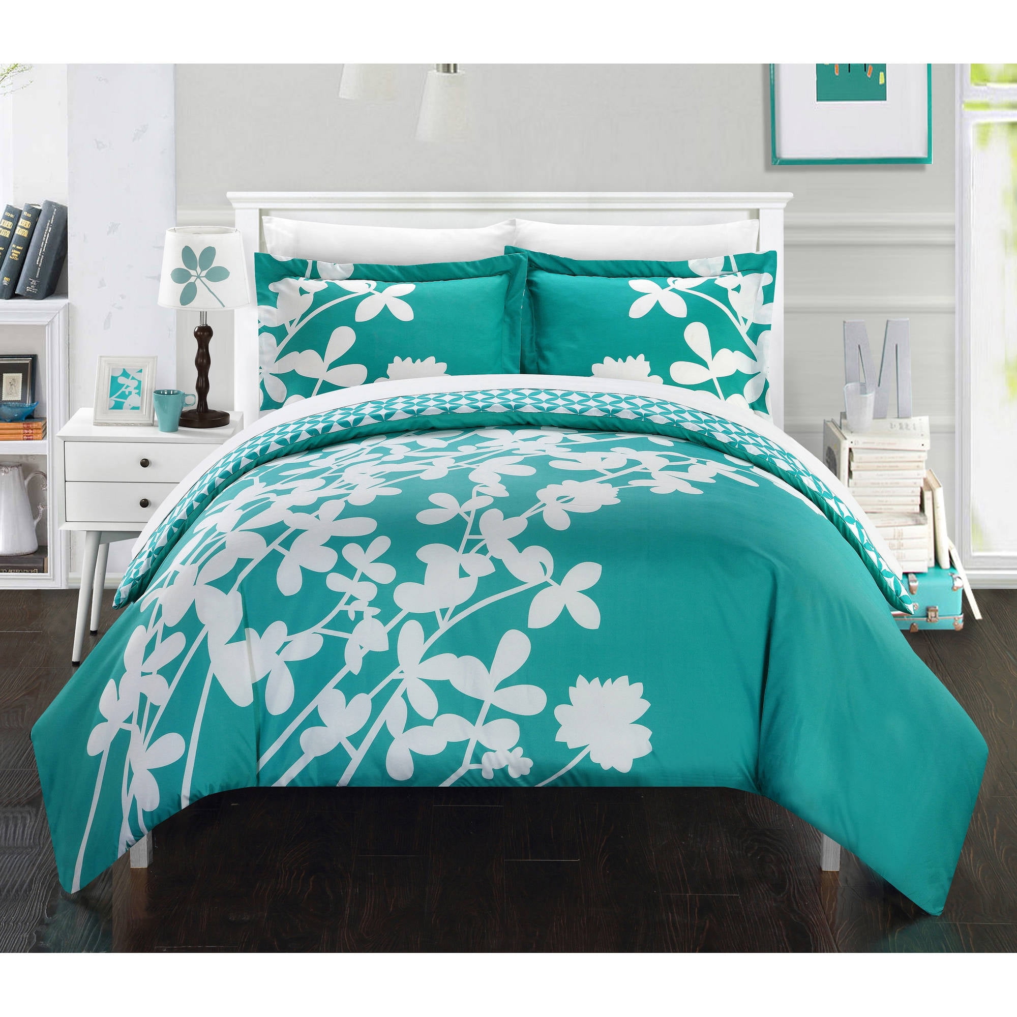 Casa Blanca 3 Piece Bedding Floral Duvet Cover Set King Blue