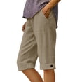thumbnail image 2 of Only Moment Women's Summer Shorts Cotton Wide Leg Summer Jean Shorts with Pockets Basketball Shorts Khaki,M, 2 of 4