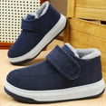 thumbnail image 6 of Trushoes Mens Dark Blue Fleece Lined Sneakers - Velcro Slip-On, Comfort Cushioned Sole, Slip-Resistant Winter Shoes,Size 44, 6 of 8