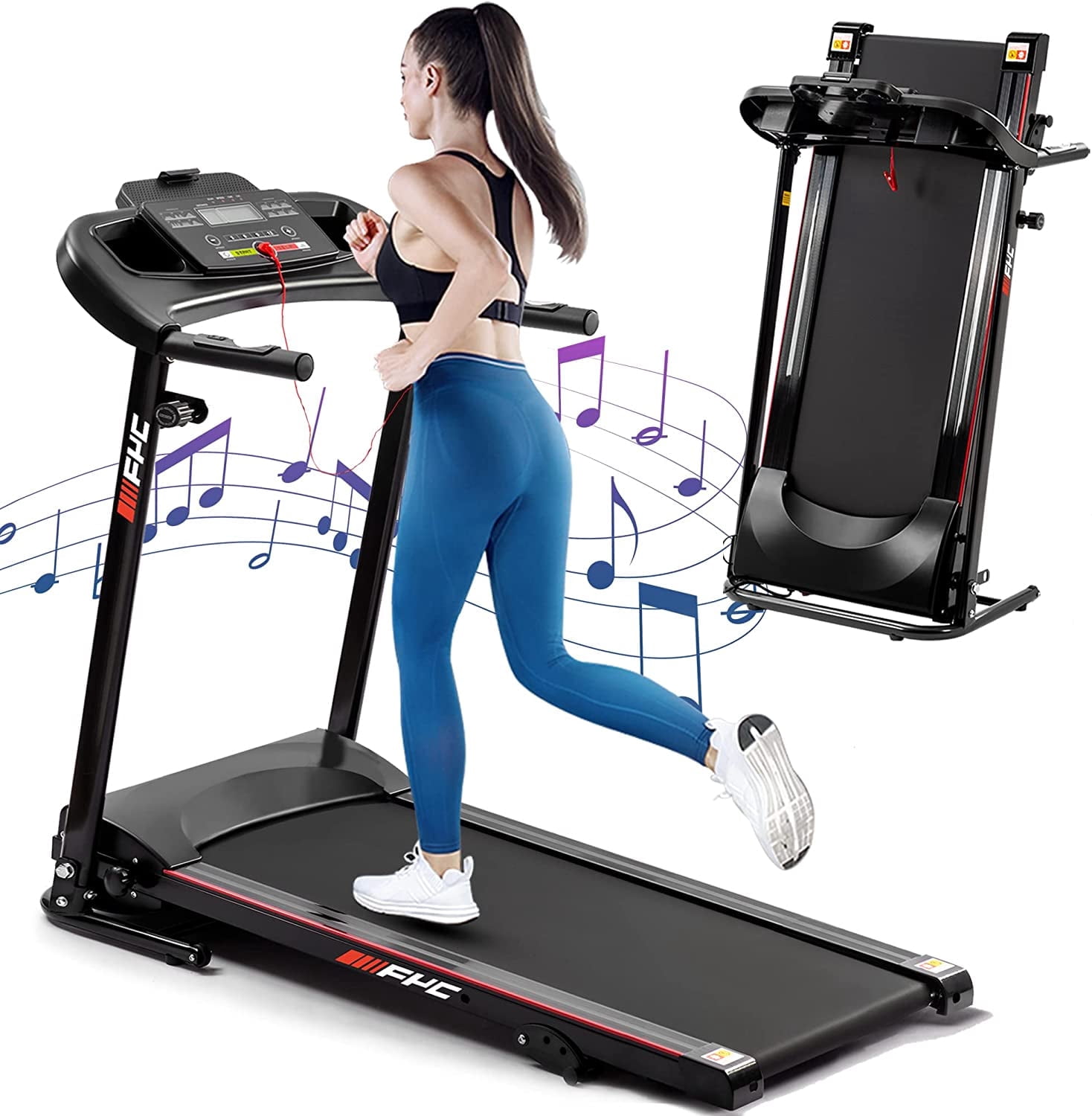 Swertoy 2.5HP Folding Incline Treadmill with 12 Preset Programs Bluetooth Electric Walking Treadmill Machine For Home