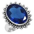 thumbnail image 1 of 925 Sterling Silver Ring For Women - Girls Blue Sapphire Simulated Gemstone Silver Ring Size 7.5 September Birthstone Boho Silver Ring Size 7.5 Birthday Gift For Women 925 Silver Gemstone Jewelry, 1 of 5