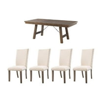 Bowery Hill 5 Piece Dining Set with Removable Leaf in Smokey Walnut