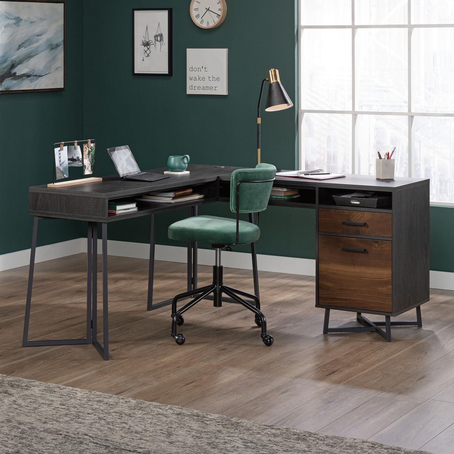 Sauder Canton Lane L-Desk, Brew Oak, 431209