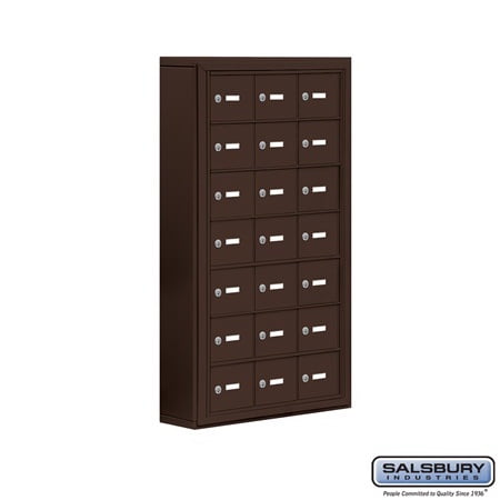 Salsbury Industries 19075-21ZSK Cell Phone Storage Locker - 7 Door High Unit (5 Inch Deep Compartments) - 21 A Doors - Bronze - Surface Mounted - Master Keyed Locks