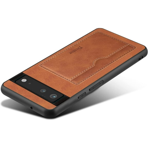 for Google Pixel 6 case, Slim PU Leather Wallet Case Credit Card Slot Holder Lightweight Protective Case with Kickstand for Google Pixel 6 (2021) 6.4 inch (Brown)