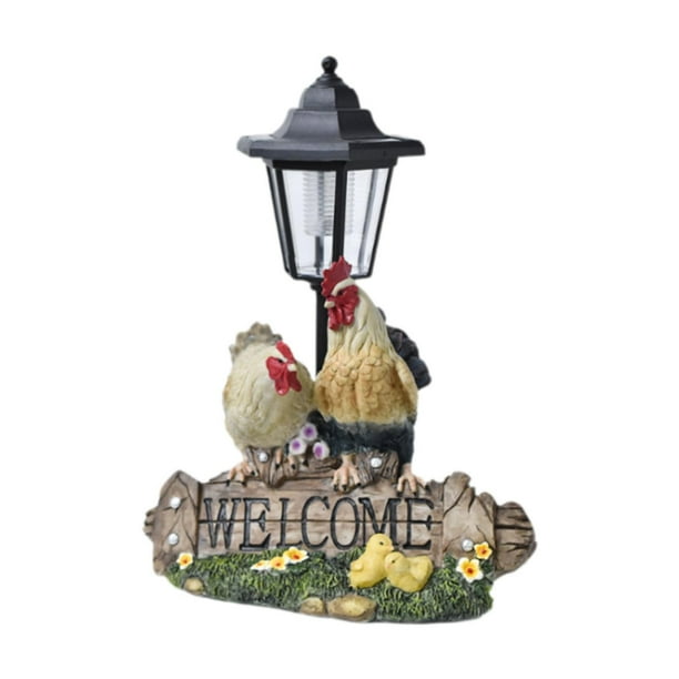 Garden Solar Statue Light, Night Light Resin Sculpture Lamp de la lámpara de césped Linterna de figuras de animales para patio patio trasero patio Pollo