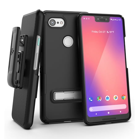 - Encased Slimline Pixel 3 XL Belt Clip Case, Ultra Slim Fit Protective Cover with Metal Kickstand & Holster Shell Combo (