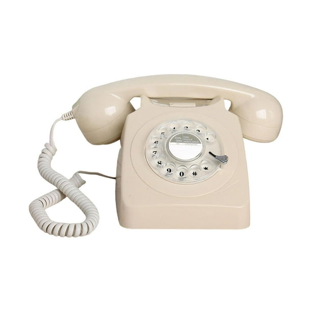 Teléfono de disco de estilo vintage antiguo antiguo con timbre estilo retro teléfono fijo Beige