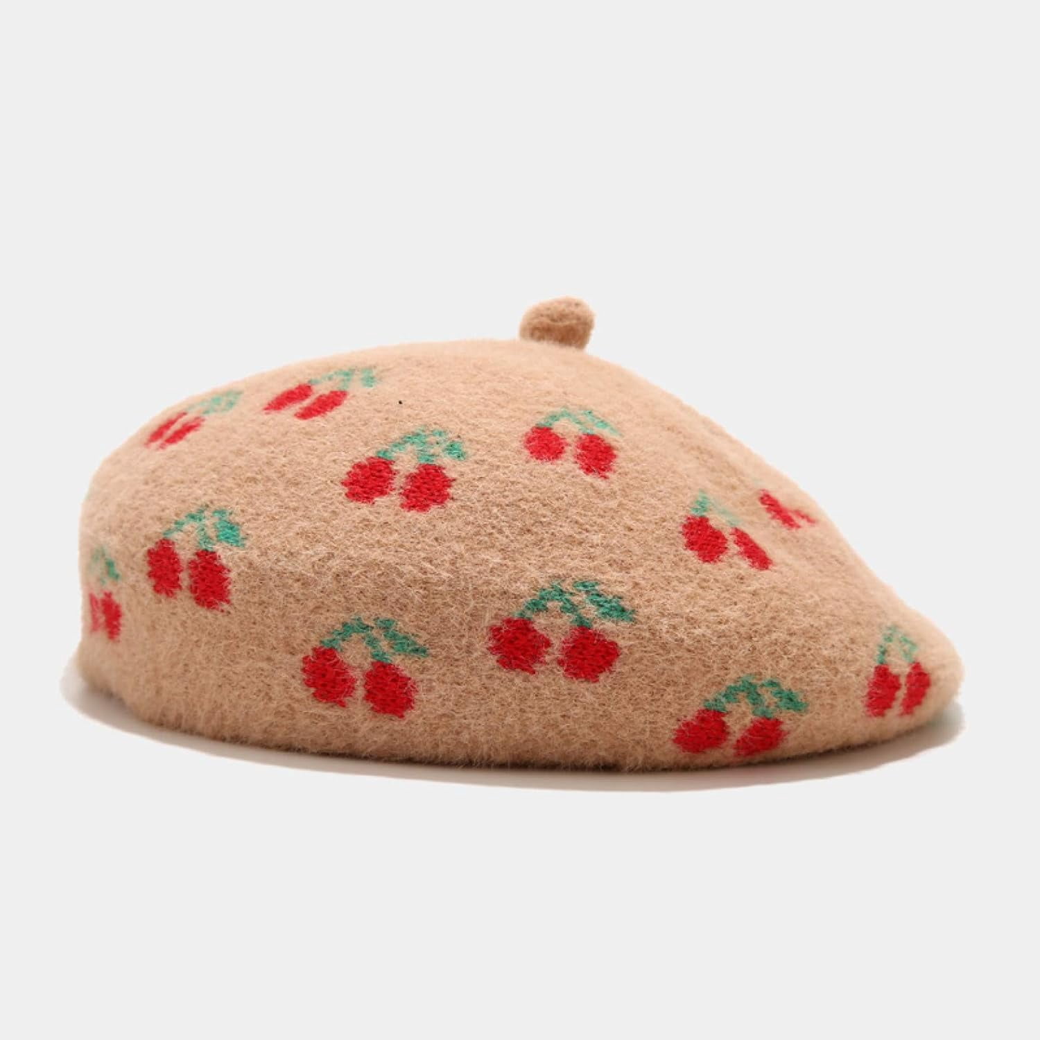 YooGuoGuo Wool Warm Beret Hats for Women Cute Cherry Design Hat Outdoor Fruit Painter Winter Autumn Bonnet Caps