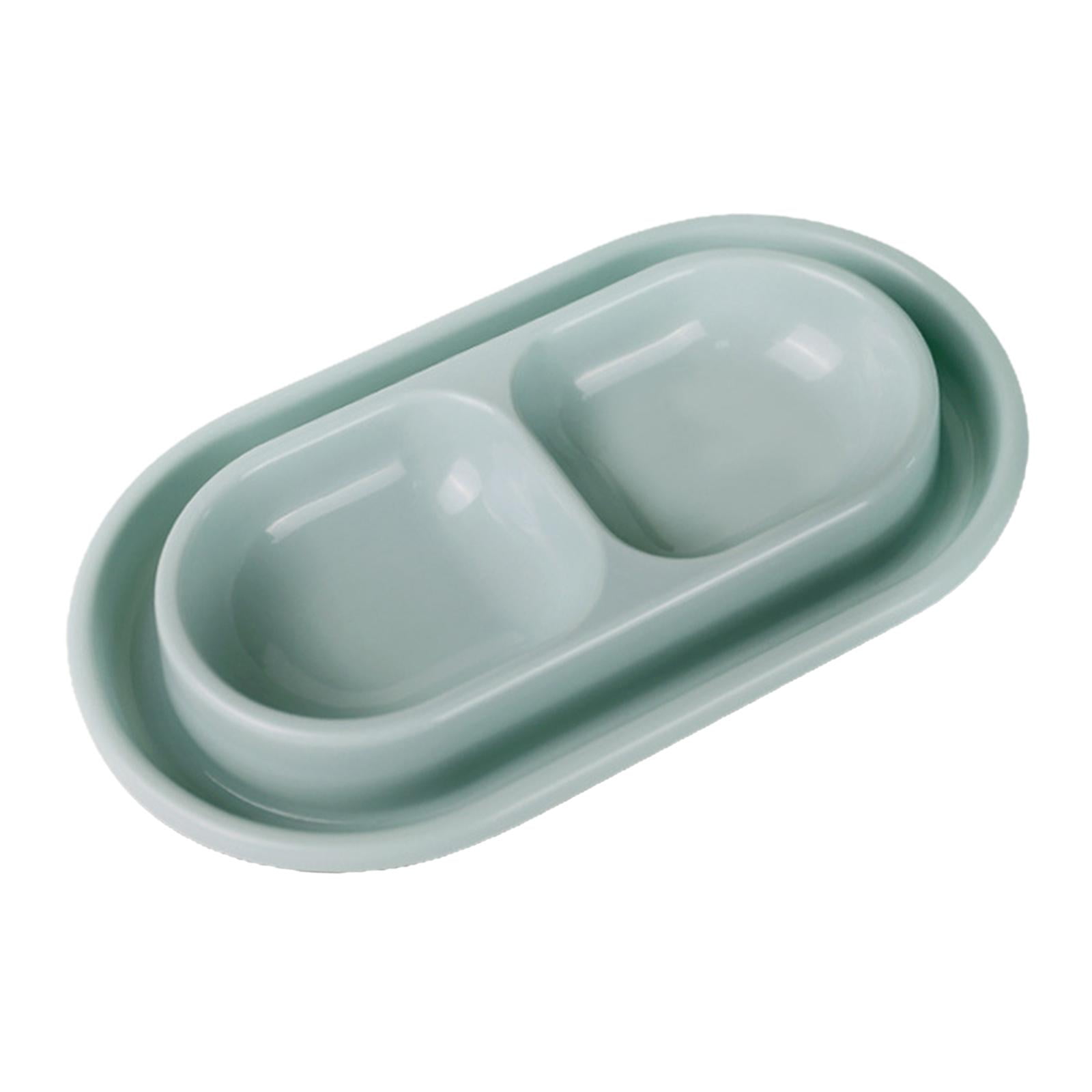 Double Cat Dog Bowls 2 in 1 Food and Water Bowls Dish with Moat for