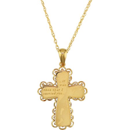 18kt Gold-Plated Cross Pendant, 18"