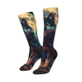 thumbnail image 2 of Vsdgher Starry Sky Moon Wolf Leader Print Thigh High Socks Extra Long Stretchy Sock Women Over Knee High Opaque Stocking Daily Wear, 2 of 5
