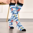 thumbnail image 5 of FORMRS Womens Knee High Socks Casual Long Thick Travel Daily Wear, 2 Pairs, Orange Sailboats, 5 of 6