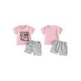 thumbnail image 2 of BemeyourBBs Toddler Baby Girls Summer Clothes Infant Baby Girl Raccoon Outfit Cute but Feral Letters Print Short Sleeve Raccoon Print T Shirt Tops with Pockets Shorts 2Pcs Set, 2 of 9