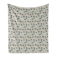 thumbnail image 1 of Floral Soft Flannel Fleece Throw Blanket, Burgeoning Flowers and Monarch Butterflies on Branches, Cozy Plush for Indoor and Outdoor Use, 70" x 90", Eggshell Dark Seafoam, by Ambesonne, 1 of 5