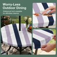 thumbnail image 5 of Round Outdoor Tablecloth with Umbrella Hole and Zipper, Purple Navy Blue Striped Tablecloth with Elastic Waterproof, Farmhouse Stripe Art Patio Table Covers for 45" - 54" Picnic Pool Tables, 5 of 9