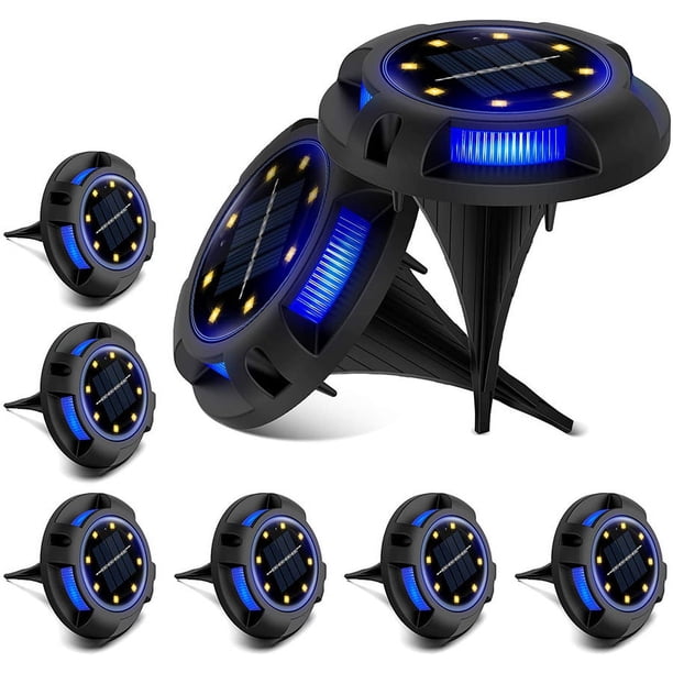 Luz solar para exteriores, paquete de 8 luces de suelo de 8 LED, iluminación de jardín, lámpara solar IP67, foco empotrable para camino, terraza, patio subterráneo oso de fresa Electrónica
